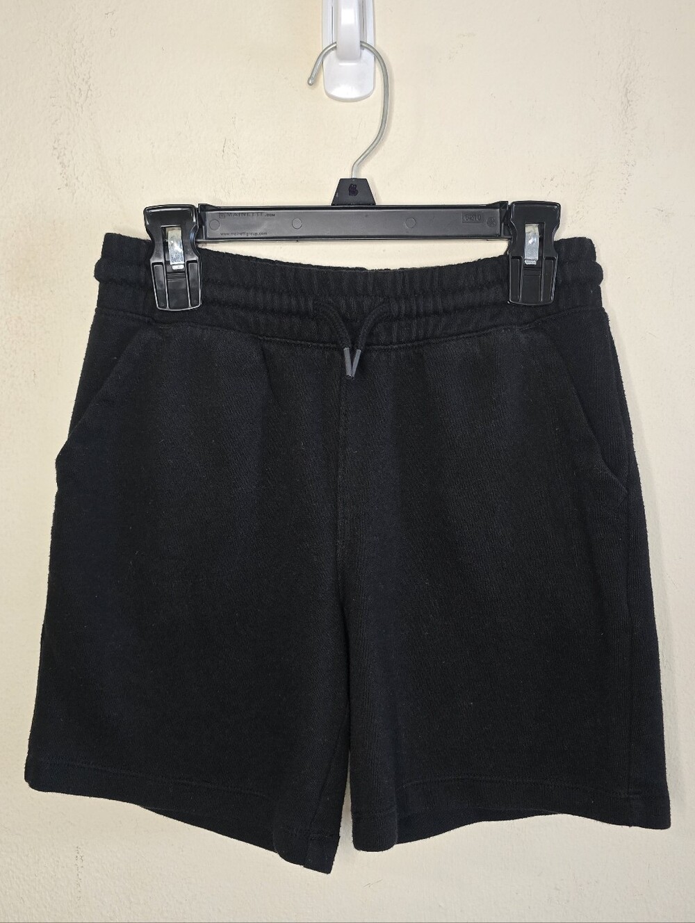 Wonder Nation Boys M 8 Black Fleece Shorts Elastic Waist Drawstring Pockets Soft